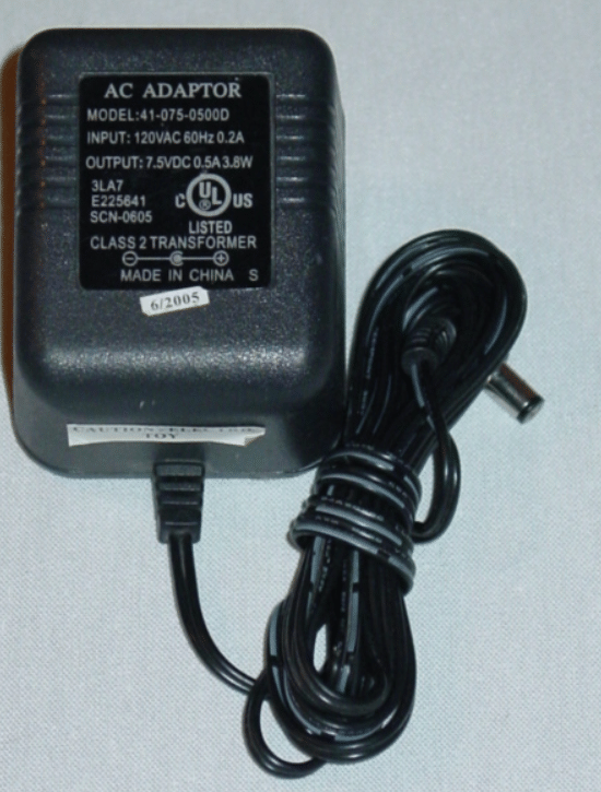 New 41-075-0500D AC Adapter 7.5V DC 500mA 0.5A